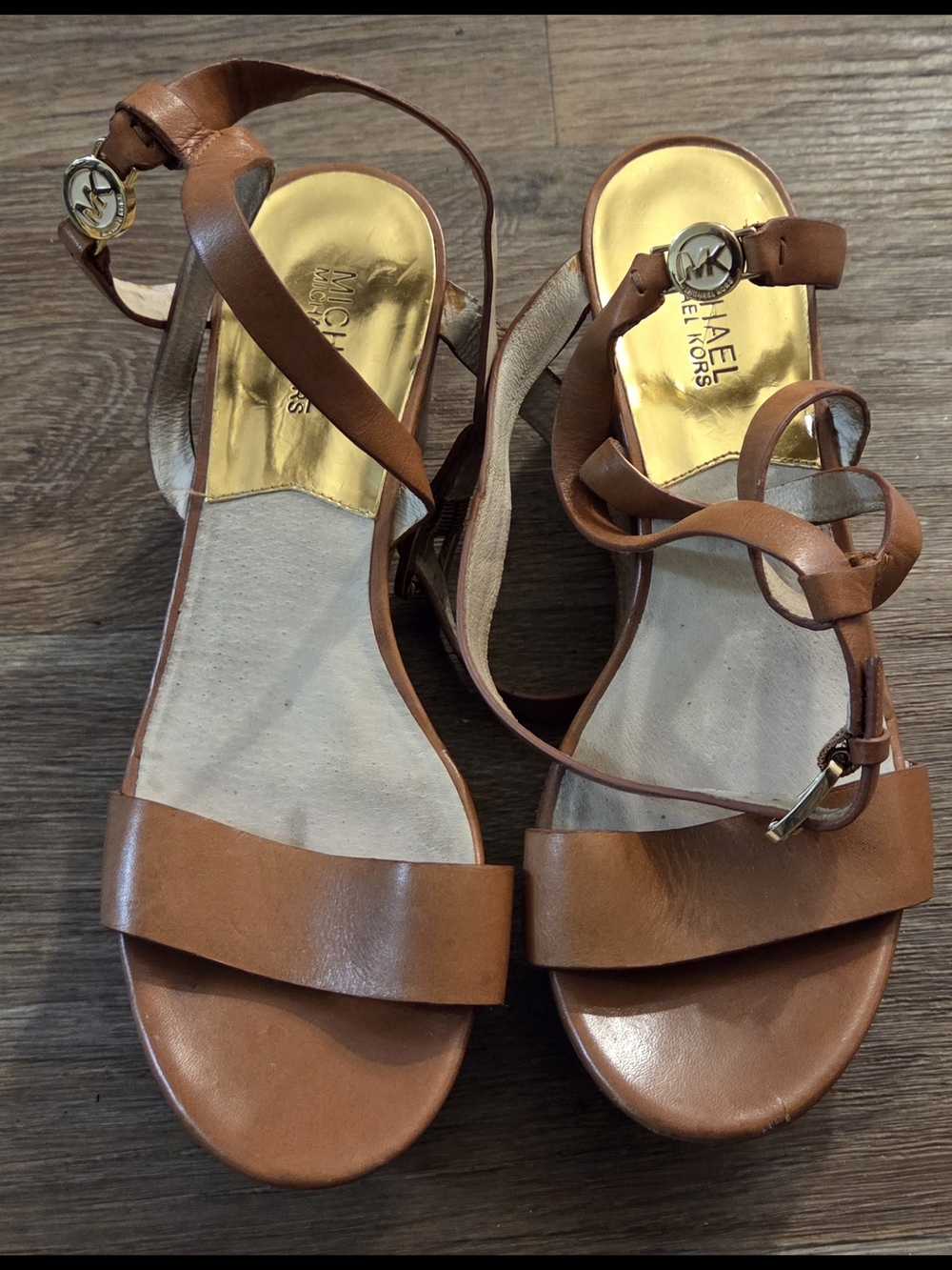 Michael Kors Women's Tan Leather Strappy Sandals